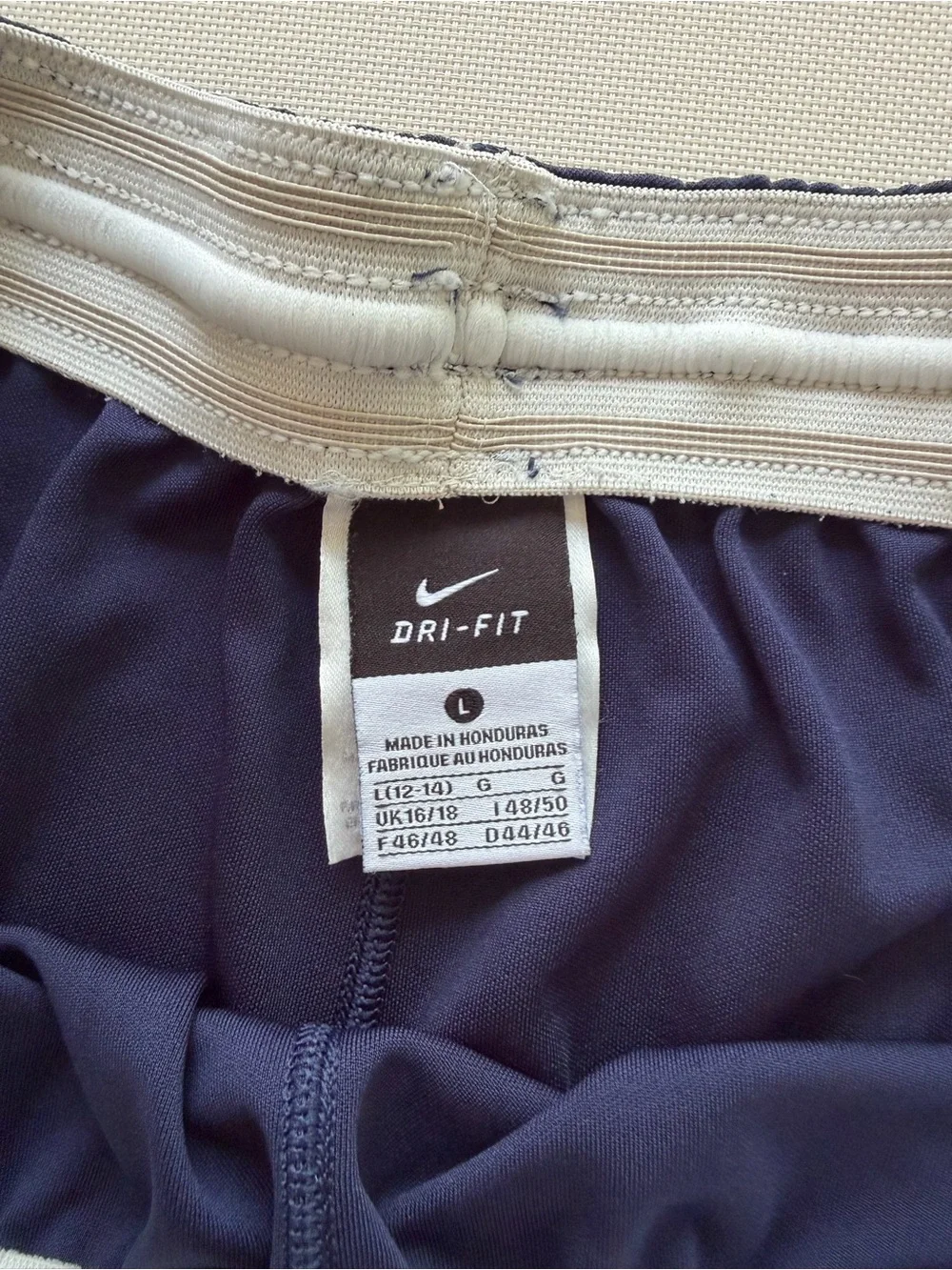 Nike Dri-Fit Navy Athletic Shorts with White Accents size L